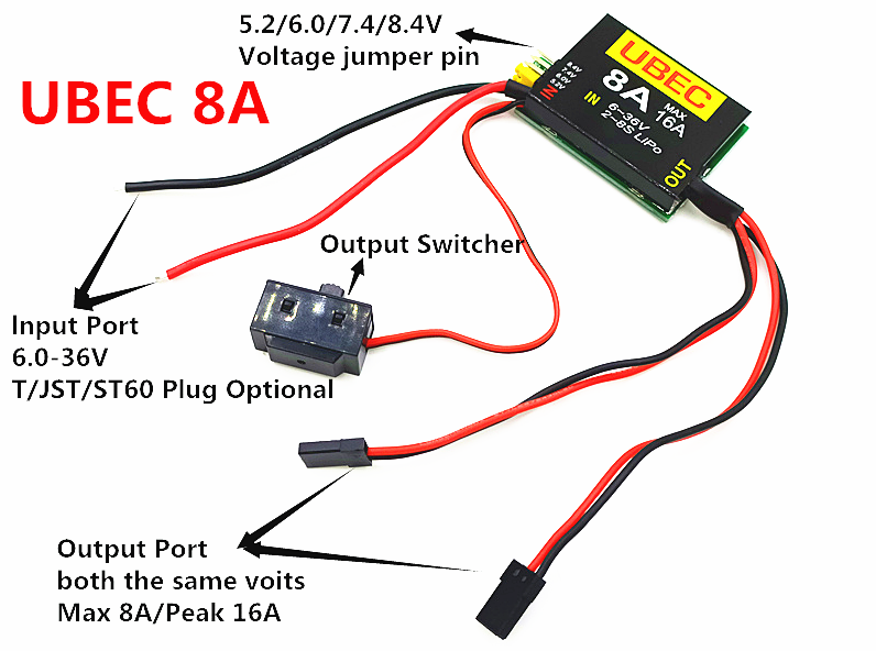 4S-6S 15-26v UBEC-8A BEC DUAL  - Hobby Queen Rc recension och pris
